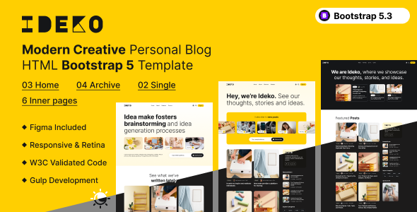 Ideko - Personal Blog HTML Bootstrap Template