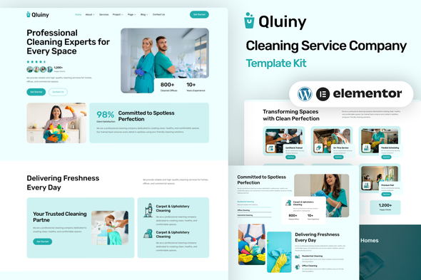 Qluiny - Cleaning Service Company Elementor Template Kit