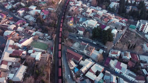 Freight Train In The  City