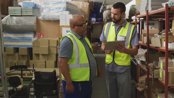 Workers discussing about the work