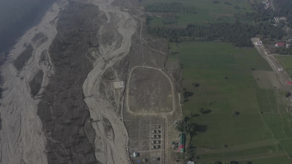 Aerial Shot of Landscape in Himalayan Range of Uttarakhand India Camping Site in Himalayan Hills