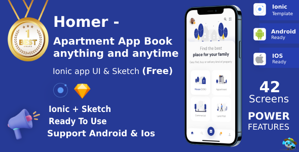Rent Apartment/Home Search & Book App | UI Kit | Ionic | Sketch FREE | Life Time Update | Homer
