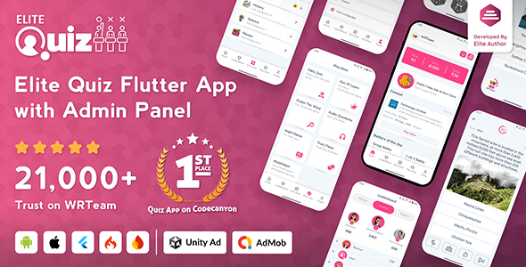 Elite Quiz - Trivia Quiz | Quiz Game - Flutter Full App + Admin Panel