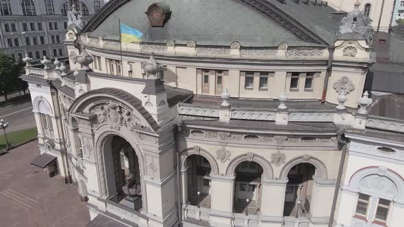 Kyiv. Ukraine: National Opera of Ukraine. Aerial View, Flat, Gray