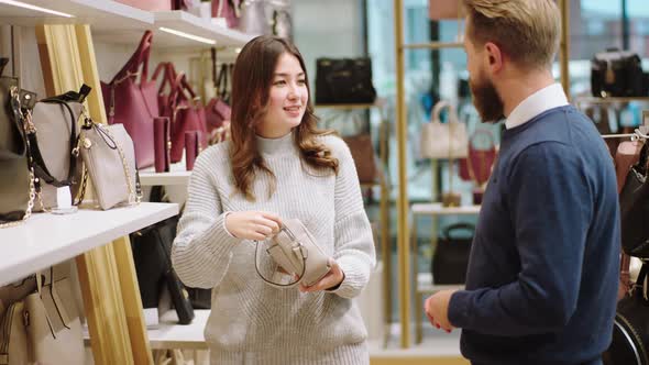 In a Accessories Store Beautiful Lady Customer