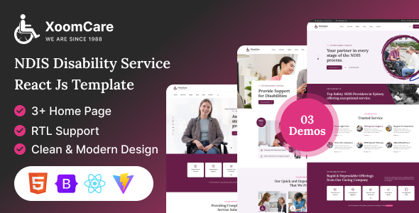 XoomCare — NDIS Disability & Elderly Special Care React Js Template