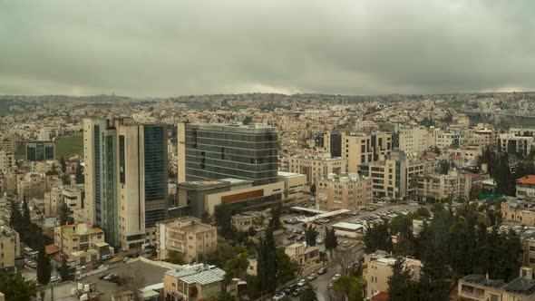 Amman, Jordan on an overcast and rainy day - high view time lapse