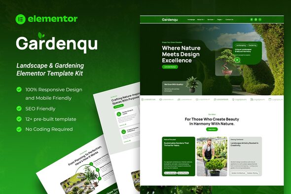 Gardenqu - Landscape & Gardening Elementor Template Kit