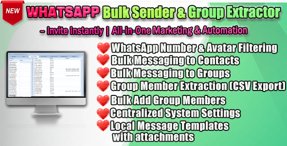 WhatsApp Bulk Sender & Group Extractor – Invite Instantly | All-in-One Marketing & Automation Tool