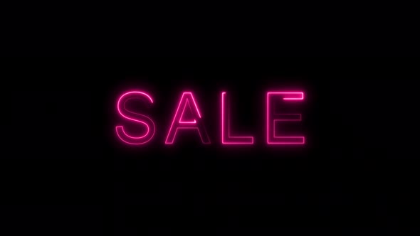 Colorful neon inscription sale on transparent background.