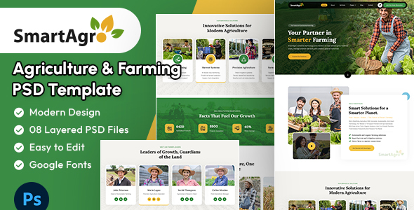 SmartAgro - Agriculture & Farming PSD Template