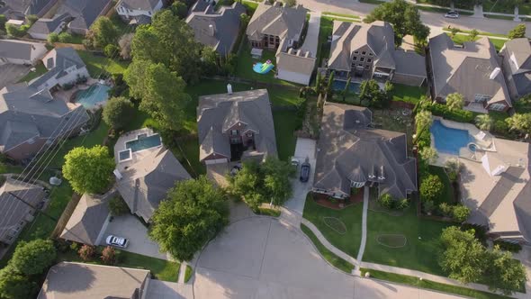 Aerial view of middle class neighborhood