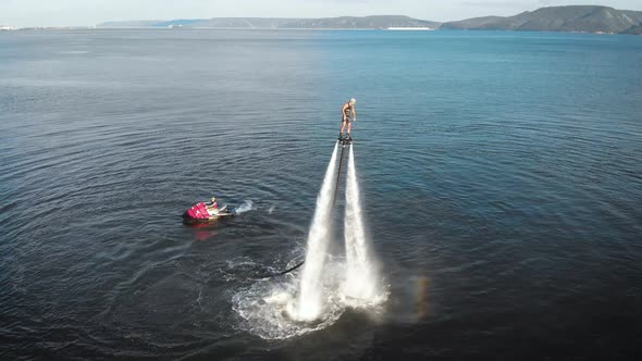 Confident Person Practicing Turning on Flyboard