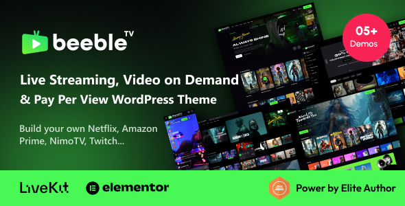 Beeble - Live Streaming, Video on Demand & Pay Per View WordPress Theme