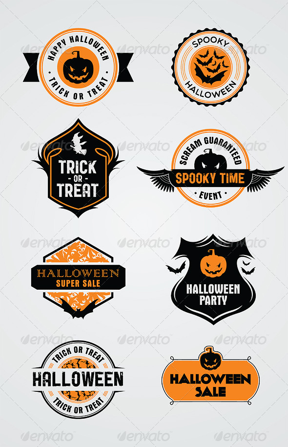 8 Halloween Stamps and Badges