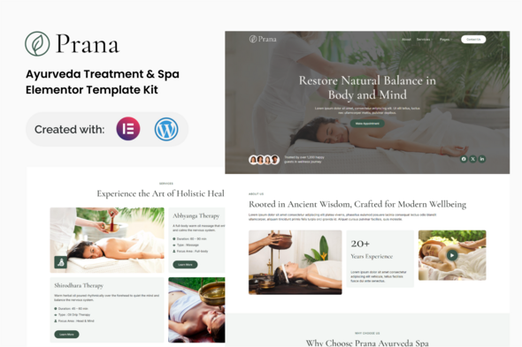 Prana - Ayurveda Treatment & Spa Elementor Template Kit