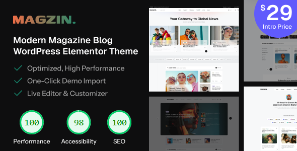 Magzin – Modern High-Performance Blog WordPress Elementor Theme