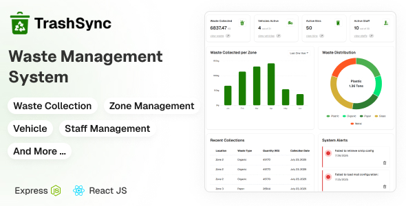 TrashSync - Waste Collection Management System with Express.js REST API & React Js