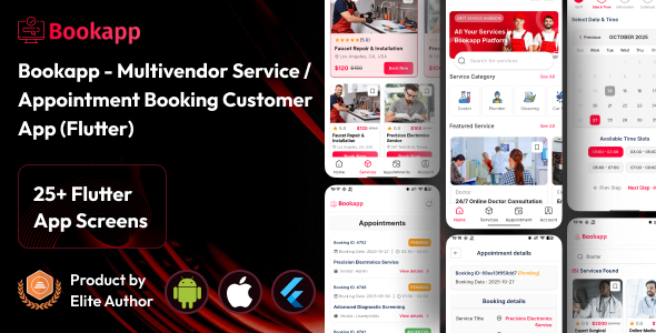 Bookapp - Multivendor Service / Appointment Booking Customer App (Flutter)
