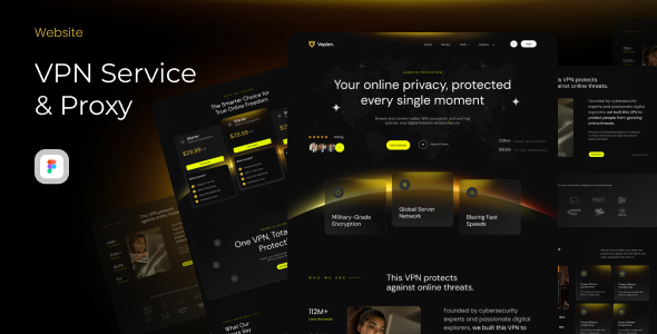 Vepien - VPN Service & Proxy Website Figma UI Kit