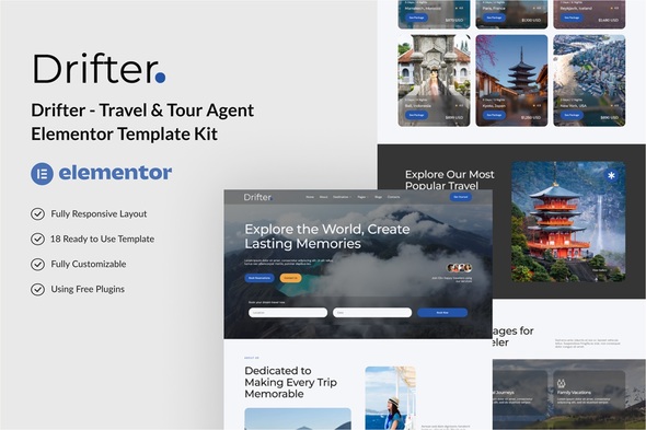 Drifter - Travel & Tour Agent Elementor Template Kit