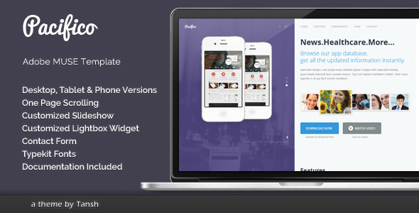 Pacifico One Page Muse Template
