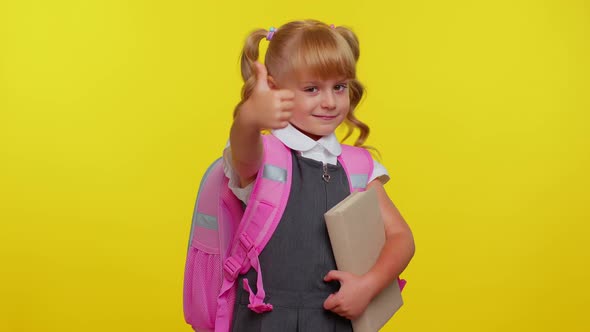 Kid Girl in School Uniform Showing Biceps and Looking Confident Feeling Power Strength for Study