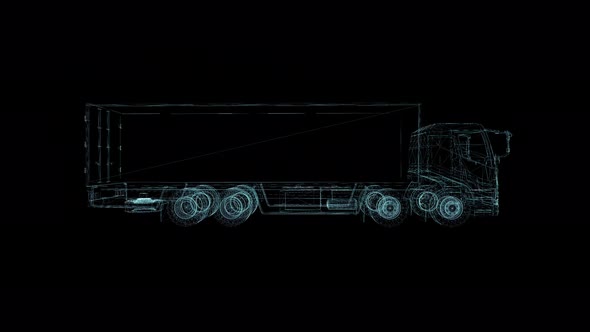 3D Seamless Loop Truck Hologram Wireframe