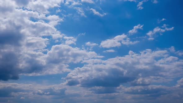 Clouds in the Blue Sky Slowly Move and Change Shape Timelapse