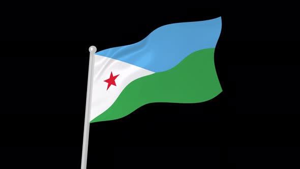 Djibouti Flag Waving Animated Black Background