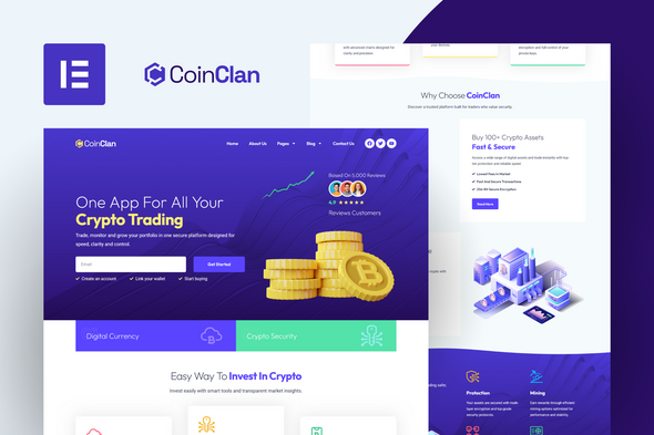 CoinClan - Cryptocurrency Elementor Pro Template Kit