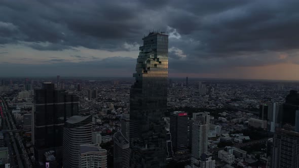 4k Aerial city view of Bangkok dowtnown, Flying over Bangkok, Thailand.