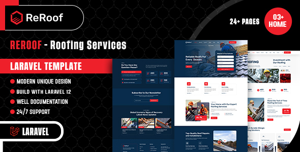 Reroof – Roofing Services Laravel Template