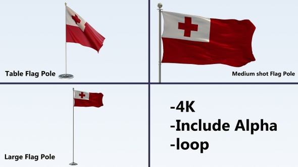 Tonga Flag Pole Pack 4k-Loop