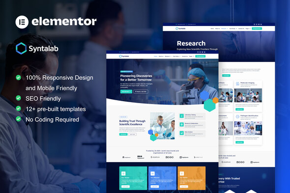 SyntaLab - Science Research & Laboratory Elementor Template Kit