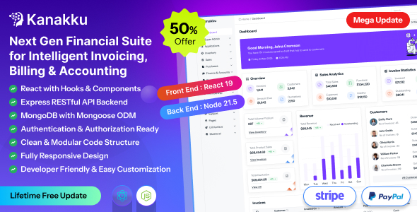 Kanakku - Invoice, Billing & Accounting Management System (React, Node.js)