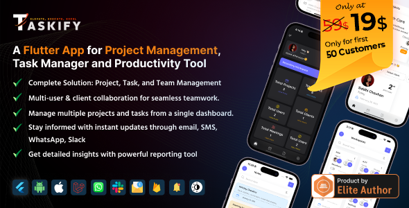 Taskify Flutter App - Project Management, Task Manager and Productivity Tool