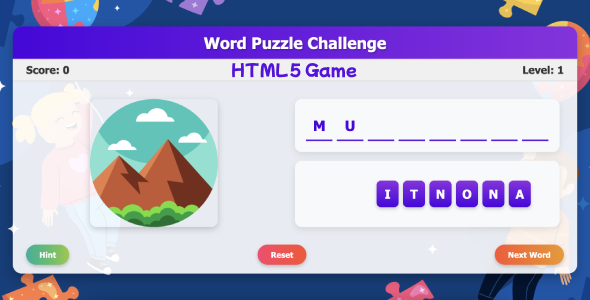 Word Puzzle Challenge – HTML5 Drag & Drop Educational Game