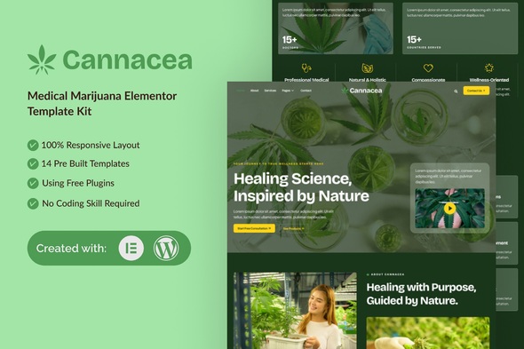 Cannacea - Medical Marijuana Elementor Template Kit
