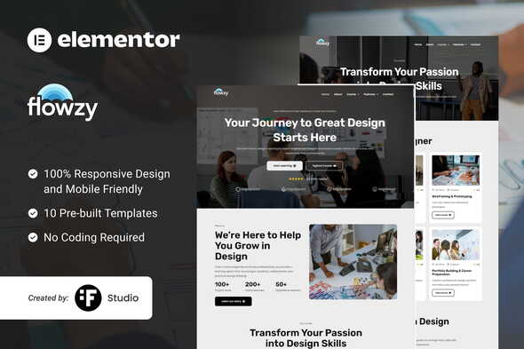 Flowzy – UI/UX Course & Services Elementor Template Kit