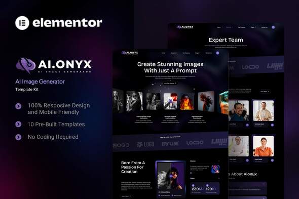 Aionyx - AI Image Generator Elementor Template Kit