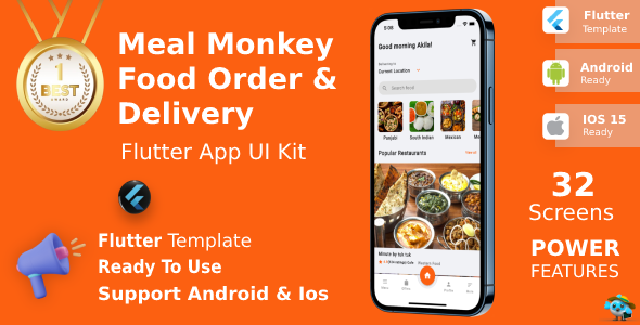 Food Order & Delivery Android App Template + iOS App Template | Flutter | Meal Monkey