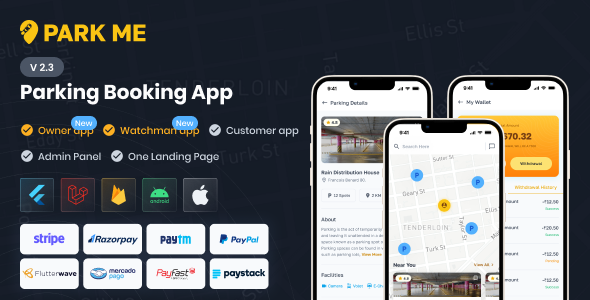 ParkME - Flutter Complete Car Parking App | Parking Spot Booking App