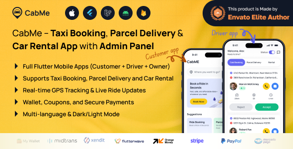 CabME - Flutter Complete Taxi app | Taxi Booking Solution