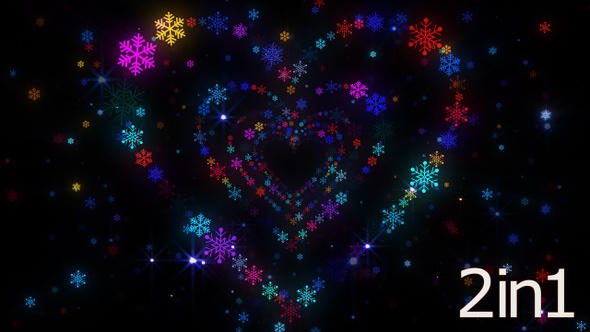 Christmas Heart Snowflakes Background