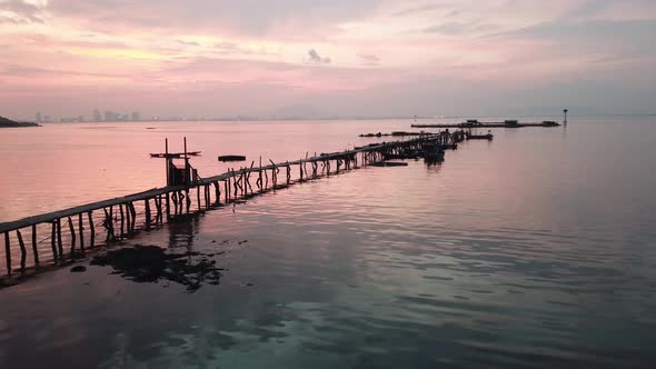 Aerial view fisherman jetty at Jelutong