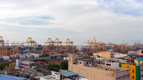 Ship in Container Terminal Timelapse