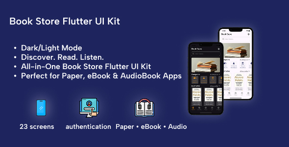 Book Store UI Kit – Flutter 3 App Design (Dark/Light Mode)