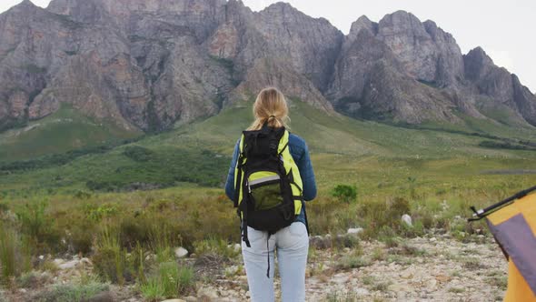 Caucasian woman enjoying the landscape