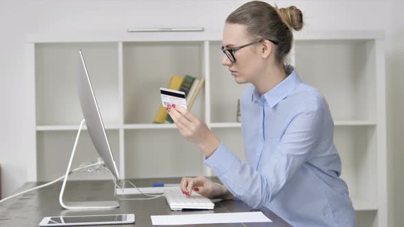 Online Shopping, Casual Girl Reacting To Fail Online Banking